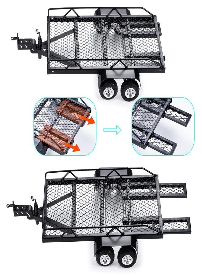 مقطورة WEFEINO RC لنقل المقطورات خلف السيارة، مقطورة معدنية مثبتة على وصلة السحب لسيارات الزحف RC بمقياس 1/18 و 1/24 من طراز Axial SCX24 AX24 FCX24 TRX4M Defender Bronco K10 F150 (#A 1/24) - Image 5